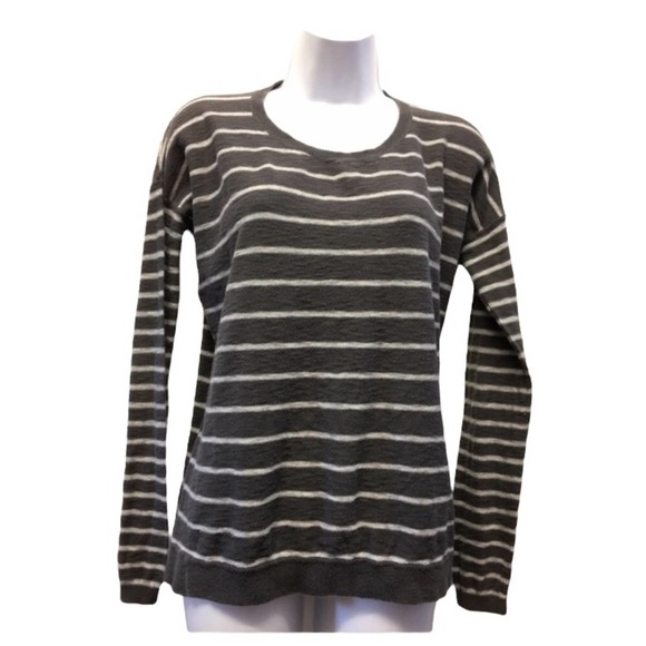Vince Sweaters - Vince. | Grey Striped Crew Neck Sweater Lightweight & soft